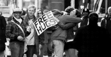 give free hugs to improve your life, show gratitude, hugs gif