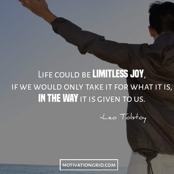 Leo Tolstoy quote image about limitless joy