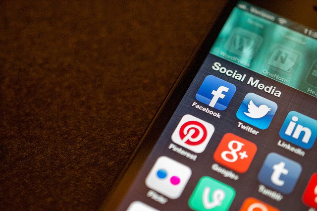 strong presence on social media, phone with apps