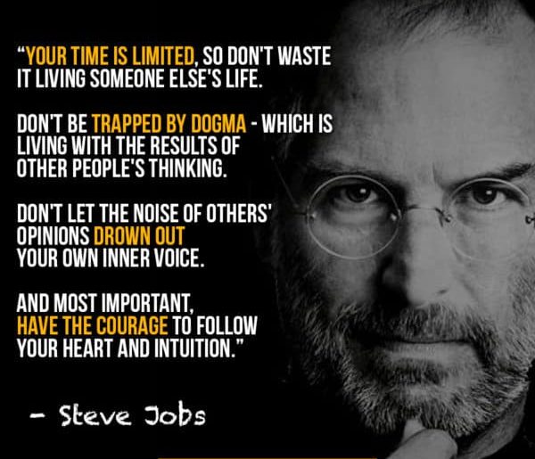 quotes about time, steve jobs quote, stop wasting your time, time is limited, steve jobs quote about wasting time
