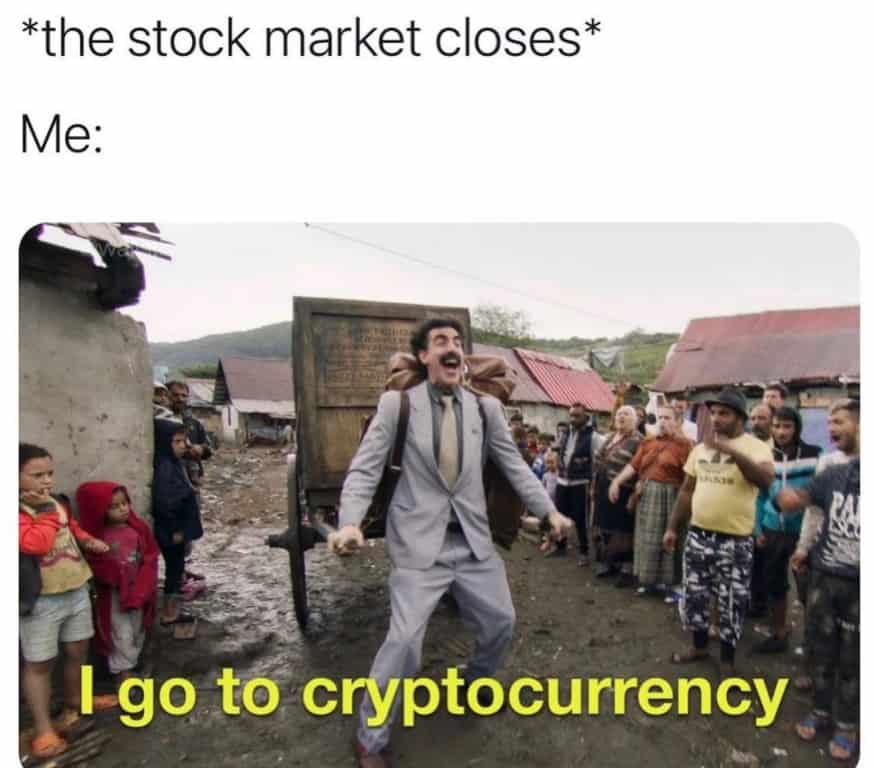 investing in crypto borat meme, investing joke image