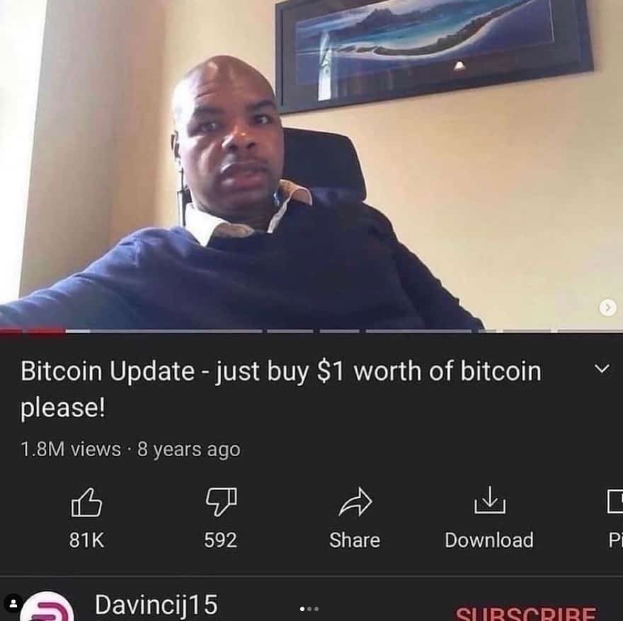 Invest in bitcoin youtube meme, investing joke image