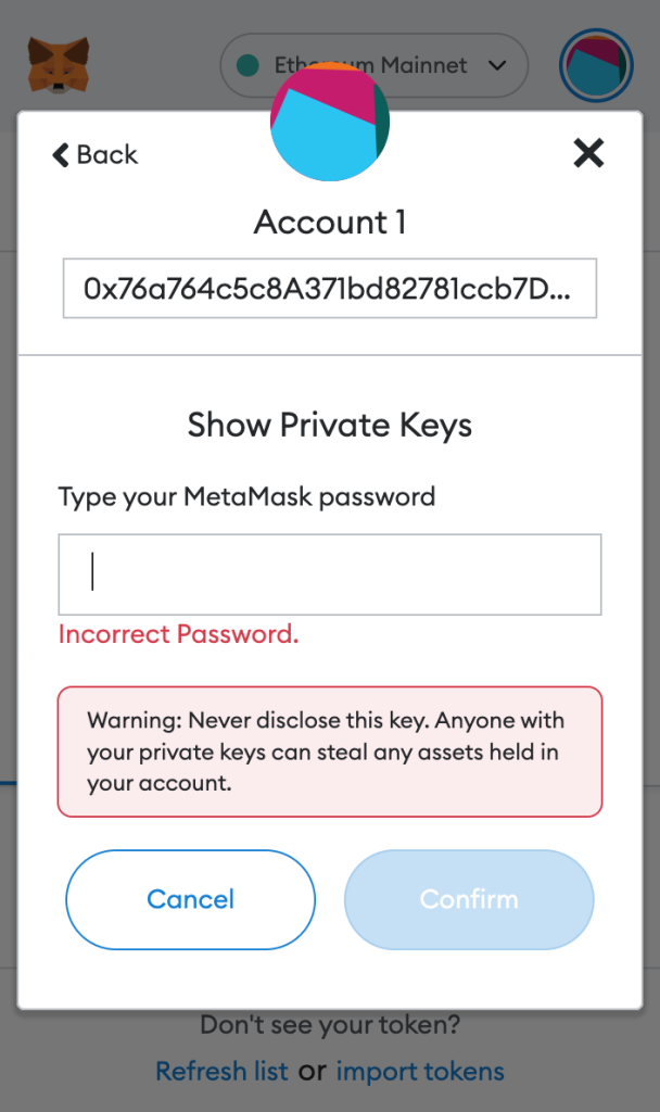 metamask private key